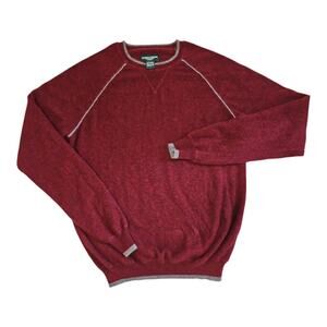Hammacher Schlemmer Cashmere Red Burgundy Crewneck Sweater Mens Size Large